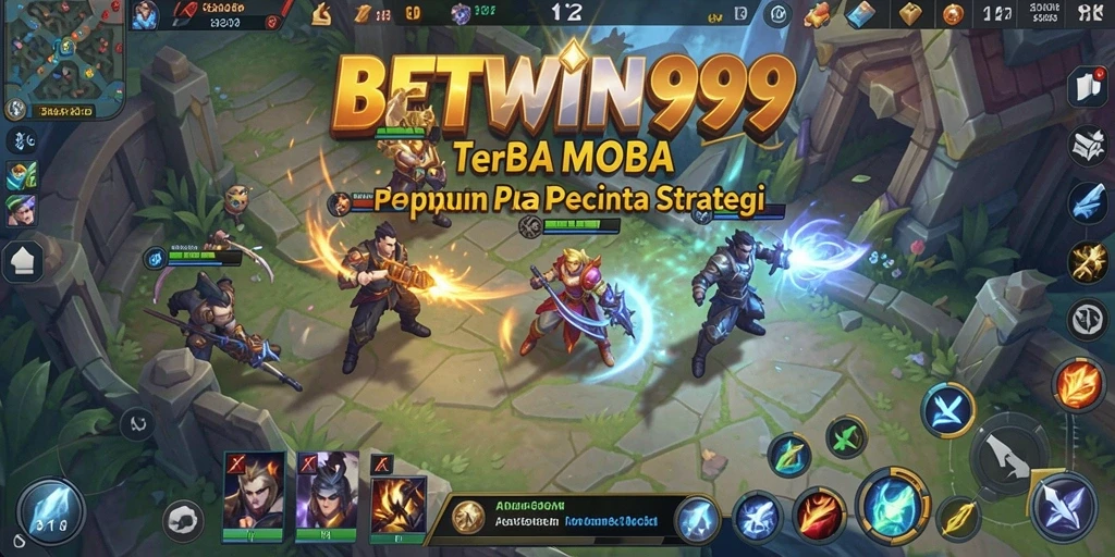 Screenshot BETWIN999 menampilkan aksi intens dalam permainan MOBA.