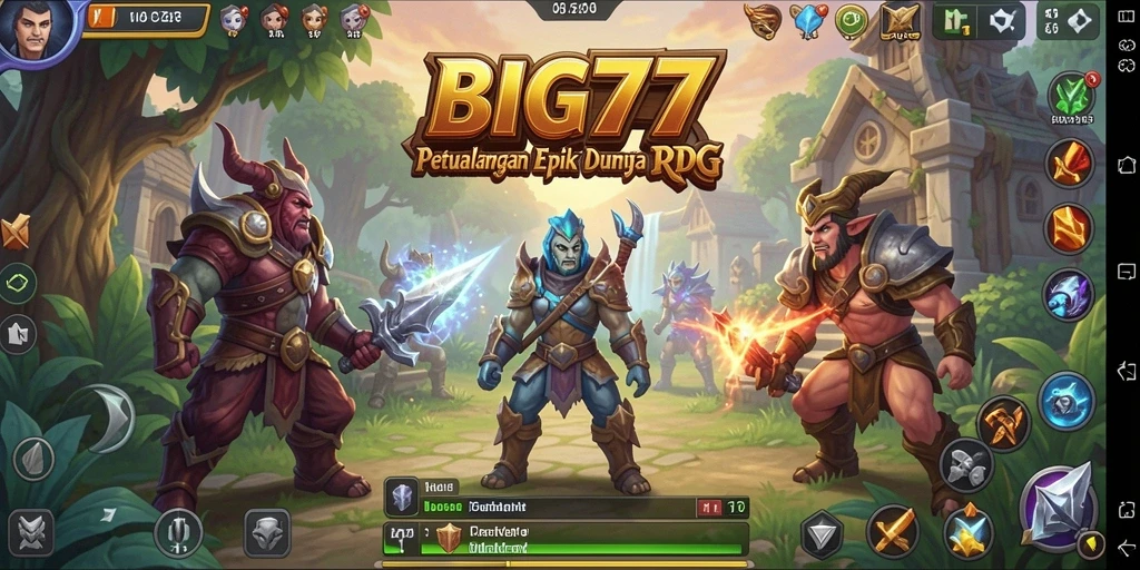 Screenshot gameplay RPG BIG77 menampilkan petualangan seru dan karakter yang unik.