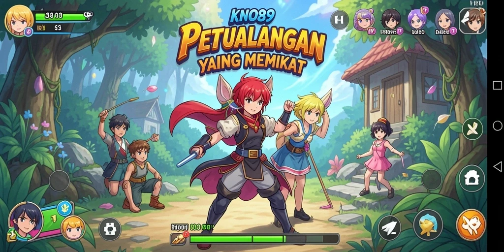 Gameplay KNO89 dengan karakter Anime berwarna-warni.