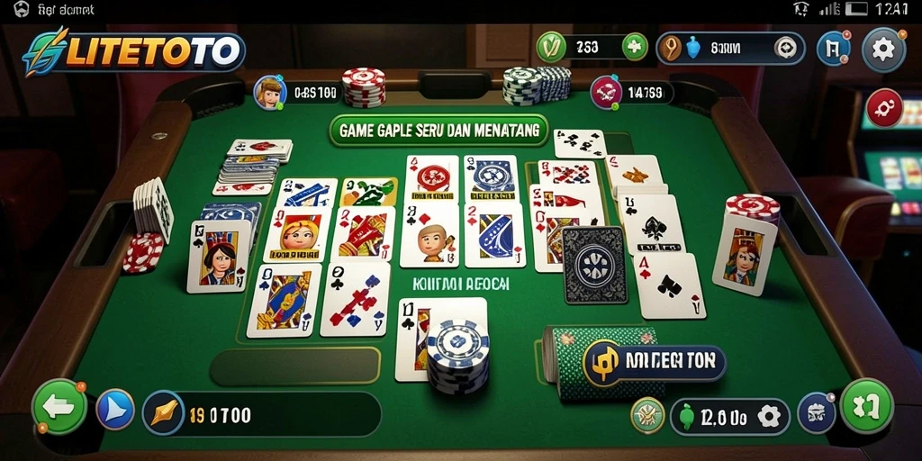 Screenshot LITETOTO menampilkan gameplay Gaple yang mendebarkan.