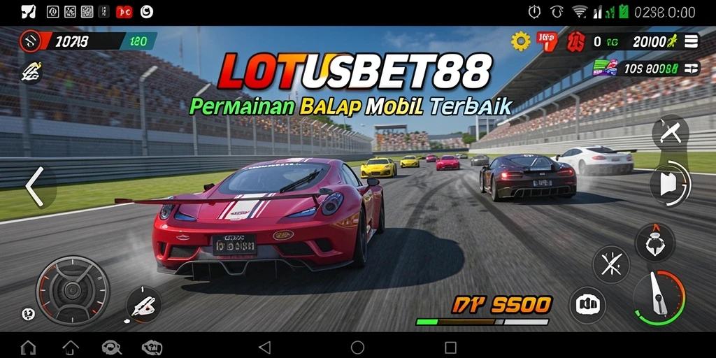 Screenshot gameplay LOTUSBET88 menampilkan aksi balap yang intens dan menegangkan.