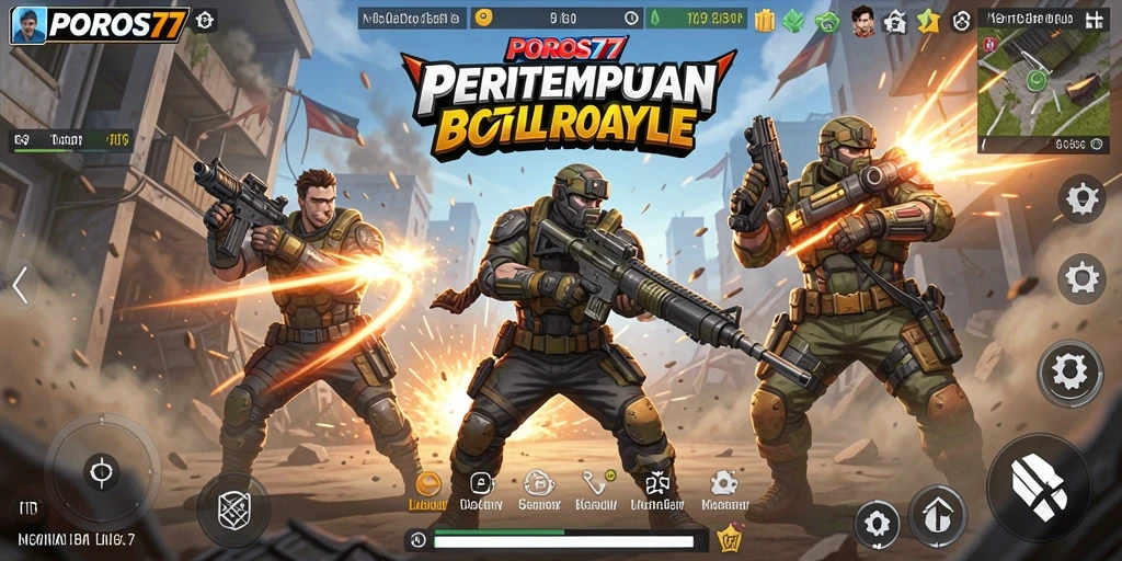 Gameplay seru POROS77 dalam pertempuran Battle Royale.