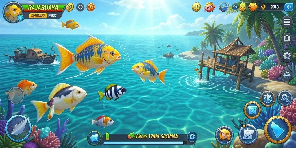 Tampilan gameplay RAJABUAYA yang seru dan menantang dalam Tembak Ikan.