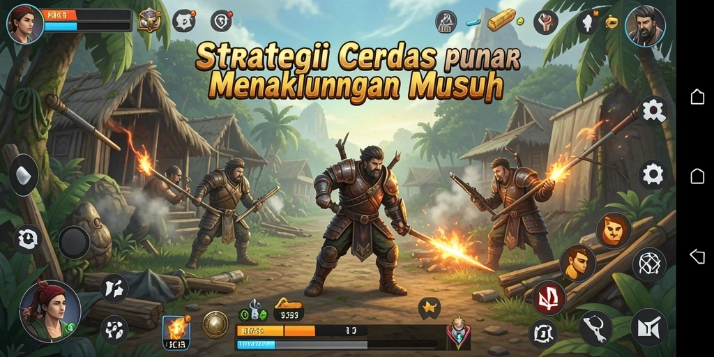 Screenshot gameplay RK55 yang menunjukkan strategi pertempuran yang mendebarkan.