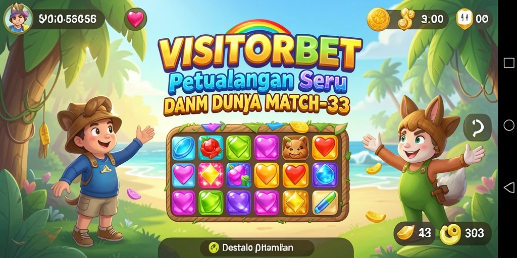 Tangkapan layar gameplay <strong>VISITORBET</strong> menunjukkan kombinasi permata yang cerah dan menarik.