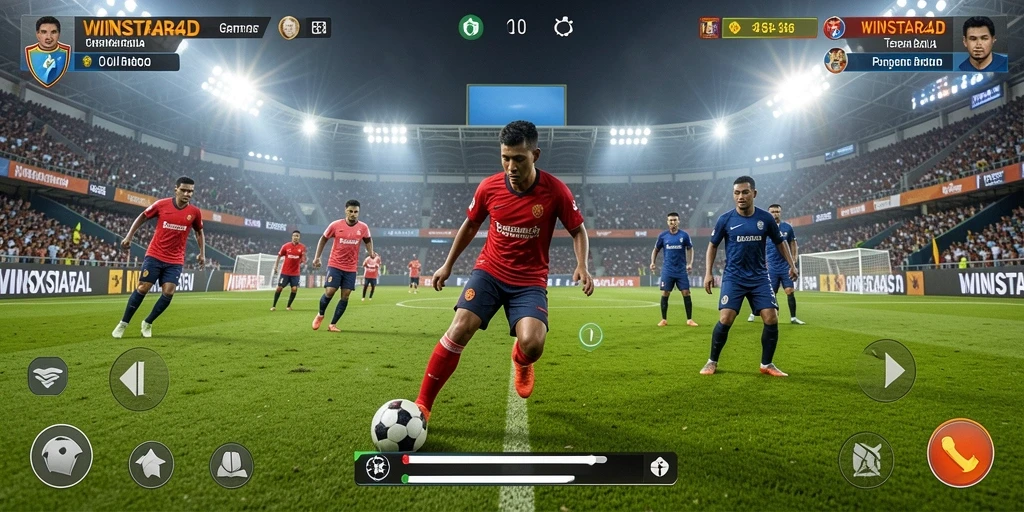 Tampilan aksi seru dalam permainan sepak bola WINSTAR4D.