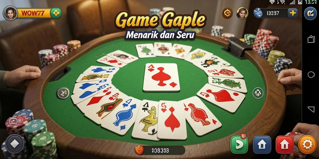 Tampilan gameplay Gaple yang seru dan interaktif dalam WOW77.