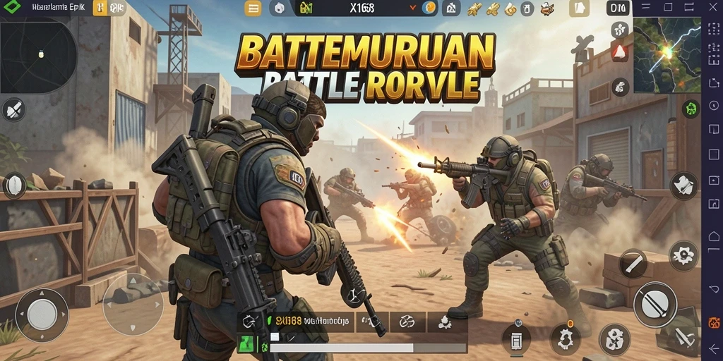 Gameplay seru dalam X168 saat pertempuran Battle Royale berlangsung.